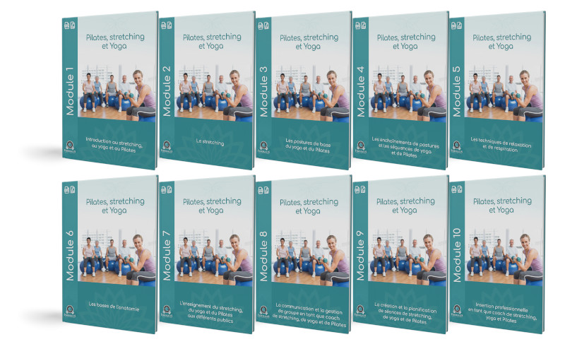 10 Modules PDF formation Pilates, Yoga et Stretching